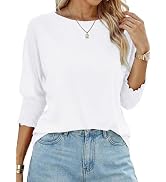 Dokotoo Women's 2026 Fashion Tops 3/4 Sleeve T-Shirts Cute Crewneck Basic Business Tees Blouses