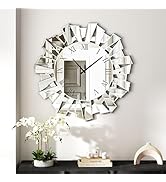 SHYFOY Silver Wall Clock – 23.62" Large Modern Mirror Clock with Roman Numerals, Luxury Art Wall ...