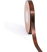 LaRibbons Brown Ribbon 3/8 Inch 25 Yards Luxury Double Faced Friar Brown Silk Ribbon for Flower B...