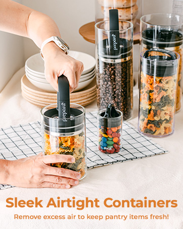 Sleek Airtight Containers - Remove excess air to keep pantry items fresh
