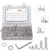 WZHUIDA 1080Pcs M2 M3 M4 M5 Screw Assortment, Metric Flat Countersunk Head Socket Cap Bolts, Stai...