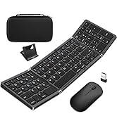 Foldable Keyboard and Mouse, EDJO Wireless Keyboard Mouse Combo with Portable Case, Rechargeable ...