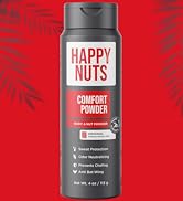 HAPPY NUTS Comfort Powder - Anti Chafing &amp; Deodorant, Aluminum-Free, Sweat and Odor Control for J...