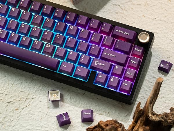 Purple Jade keycaps,Double Shot PBT keycaps Jelly Set,Ceramic Custom Keycap Translucent