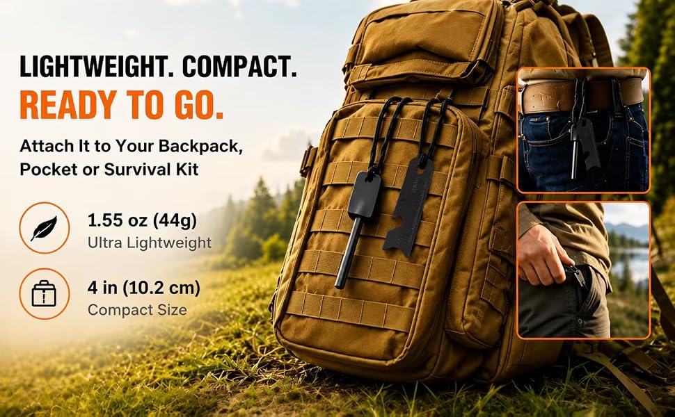 Fire Starter Kit - Ultra Lightweight 1.55oz, Perfect for Backpacks &amp;amp;amp; Survival Kits