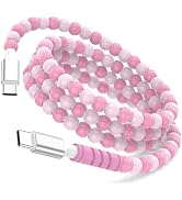 60W Beaded Phone Charger Cable 3ft, USB C to USB C PD Charging Cord, Pink | Fast Charge Cable for...