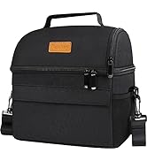 Dual Compartment Lunch Bag for Women Men, Reusable Insulated Lunch Bags Cooler Tote Box with Adju...