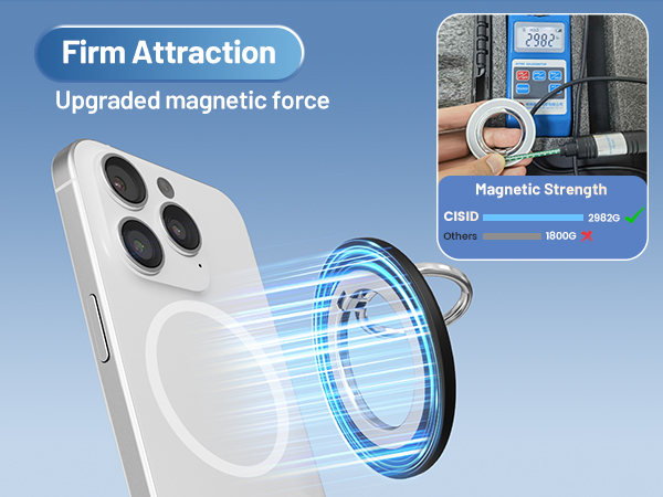 upgraded 2982G magnetic force, compared to 1800G of normal magnetic phone ring holder