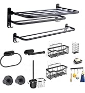 Ceruleanix Bathroom Hardware Set, 12-Piece Matte Black Bathroom Accessories Kit with Towel Rack, ...