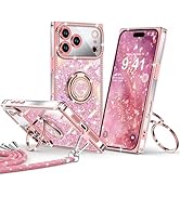XYZ for iPhone 17 Pro Max Case, Glitter Bling Phone Cover with 2-Ring Heart Stand &amp; Lanyard, Wome...