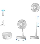 Greheywos 9" Foldable Rechargeable Oscillating Fan 7200mAh Battery Operated Small Fan with Remote...