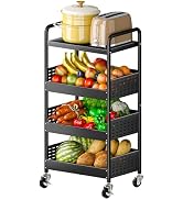 Urhomey plus Stable 4 Tier Rolling Metal Storage Organizer Heavy Duty Rolling Utility Cart Metal ...