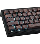 Tsungup Custom Keycaps 75 Percent,PBT Side Print 136 Keys Retro Brown Key caps Wooden Walnut Text...