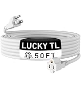 LUCKY TL Indoor Outdoor Extension Line, White Long Extension Line 50ft, Waterproof Flexible Case,...
