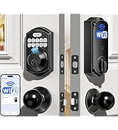 TEEHO TE012W-K WiFi Smart Locks for Front Door, Fingerprint Keyless Entry Door Lock with 2 Knobs,...