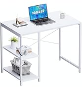 Pamray 32 Inch Small Computer Desk with Shelves, Home Office Desk with Headphone Hook for Bedroom...