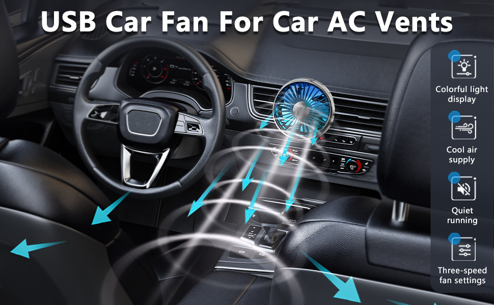 xuenair USB Car Vent Fan to Boost Cold Air in the Vehicle SUV Van RV Pickup Truck