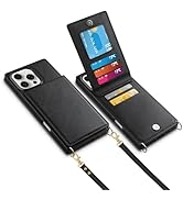 Vofolen for iPhone 16 Pro Max Case with Card Holder Crossbody Lanyard Strap Leather Wallet Case w...