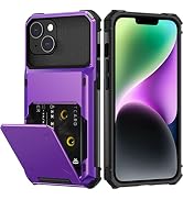 Nvollnoe for iPhone 14 Case with Card Holder[Store 5 Cards] Dual Layer Heavy Duty Shockproof iPho...