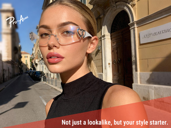 Pro Acme Wrap Around Rimless Sunglasses Women Men