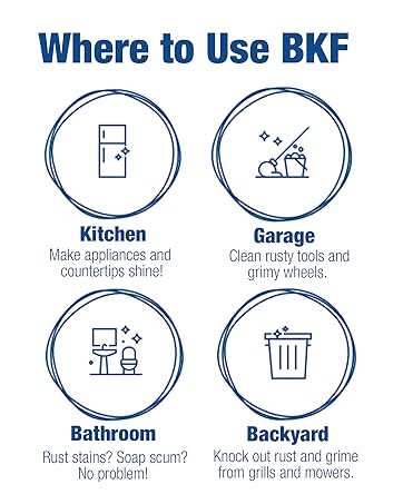 Use in the Kitchen, Garage and Bathroom on rust and grime