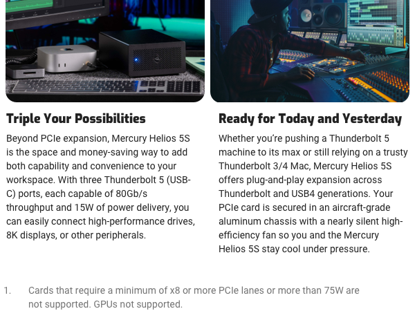 egpu, external gpu, external graphic card TB 5 Thunderbolt USB4 MAC PC ports storage HUB Dock PCIe