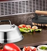 HaSteeL Melting Dome &amp; Grill Press for Griddle, Stainless Steel 9In Basting Cover &amp; Heavy Duty 7I...