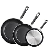 Cook N Home Basics Nonstick Frying Pan Set, 8/9.5/11-Inch 3-Piece Non Stick Saute Fry Pan Skillet...