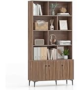 Giantex 68.5" Tall Bookcases and Bookshelves with 3 Doors, Floor Standing 5 Tier Bookshelf Displa...