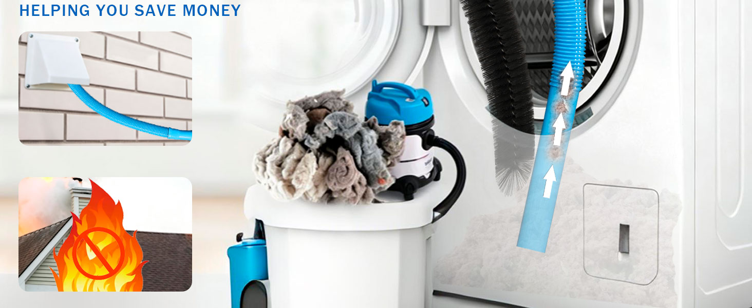 Dryer Vent Cleaner Kit - Compatible Universal Vacuum Attachment Hose with Most Vacuum Cleaner,