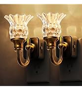 L LOHAS LED Night Lights Plug into Wall, 2 Pack 3000K Soft White LED Floral Night Light with Auto...
