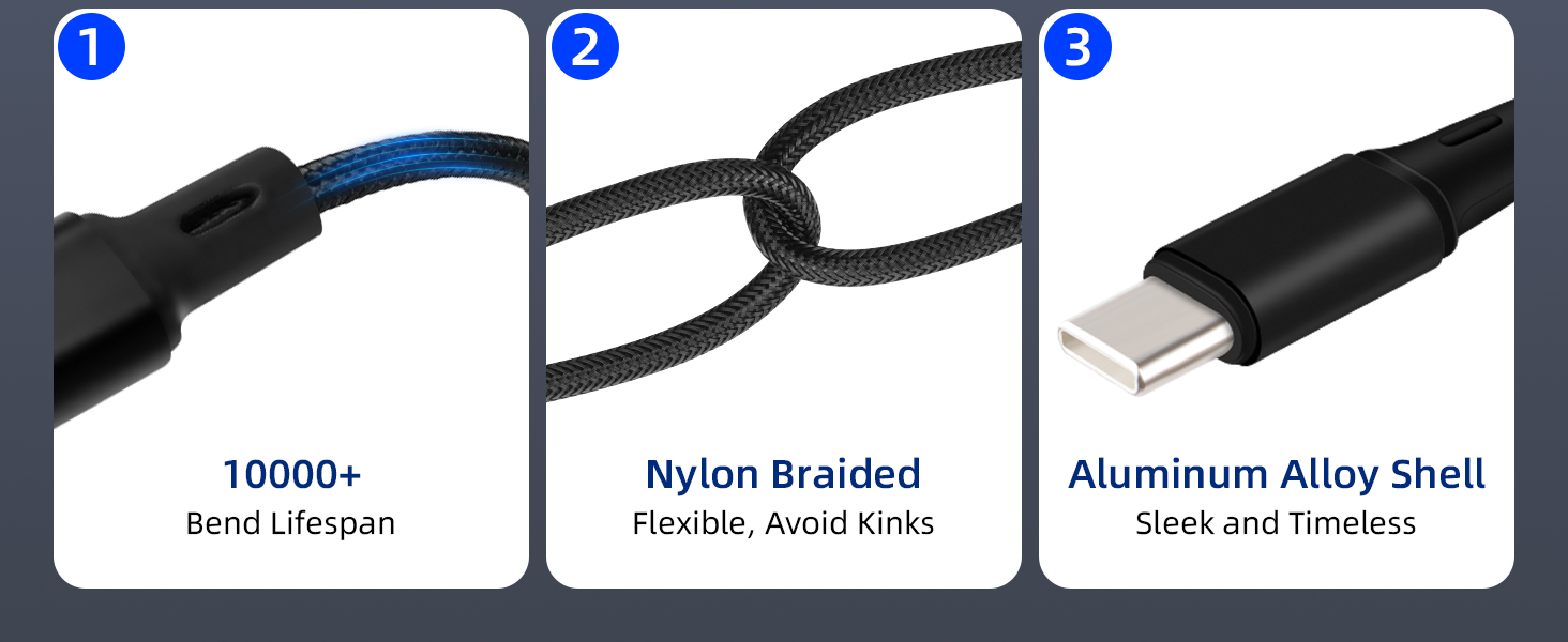 nylon braided dual type c cord