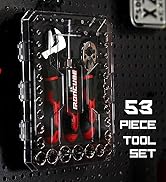 ironcube 53-Piece Socket Ratchet Wrench Set, with 20-In-1 Ratcheting Screwdriver &amp; 2-in-1 Adjusta...