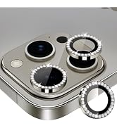 Xfilm for iPhone 15 Pro/iPhone 15 Pro Max Camera Lens Protector Bling Individual Metal Diamond Ri...