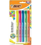 BIC Brite Liner Highlighters, Chisel Tip, 5-Count Pack of Highlighters Assorted Colors, Ideal Hig...