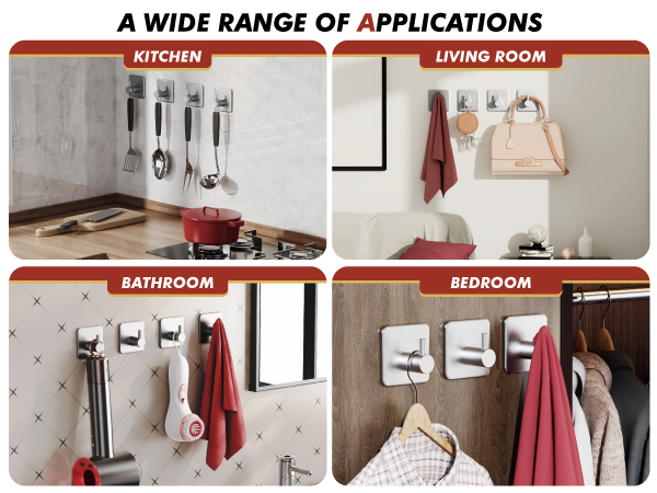 Multi-purpose wall hooks for kitchen utensils, bathroom towels, living room bags, bedroom clothes