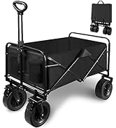 Collapsible Folding Wagon Cart, Large Capacity Outdoor Wagon Garden Cart with All-Terrain Wheels ...