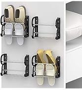 Yocice Wall Mounted Shoes Rack 4Pack/Can Store 4Pairs Sneakers and 4Pairs Slide Sandal,with Stick...