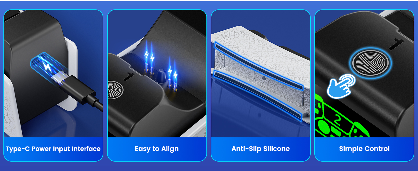 Series of blue interface screenshots showing different steps or screens of an application or website, featuring sign-in and setup options.
