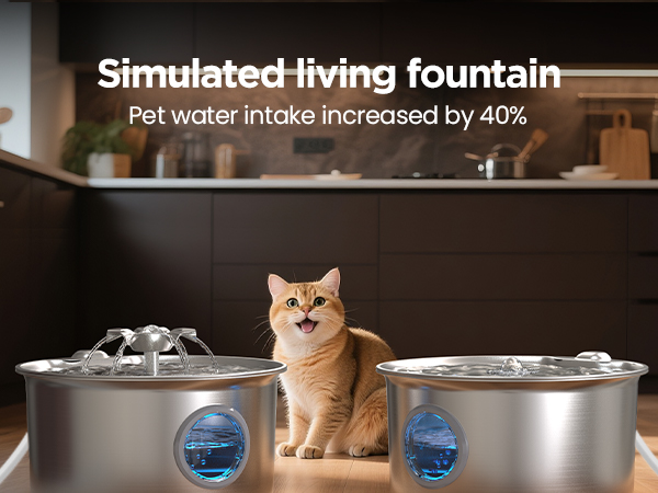 cat water fountain flower