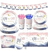 Gender Reveal Party Decorations, 142Pcs Twinkle Twinkle Little Star Boy or Girl Gender Reveal Tab...