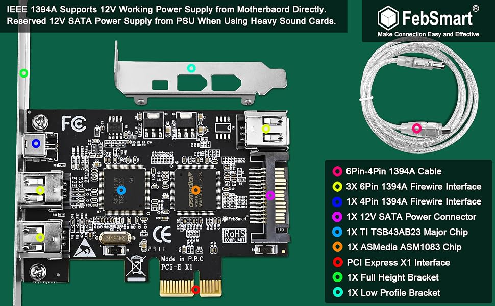 pcie firewire card pcie 1394a card pcie 1394b card 1394 card
