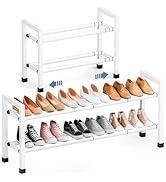Mavivegue Expandable Shoe Rack, 2-Tier 19"-43.3" Adjustable Shoe Rack for Closet,Hall Entryway,Fr...