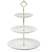 SWEEJAR 3 Tier Ceramic Cake Stand Wedding, Dessert Cupcake Stand for Tea Party Serving Platter (W...