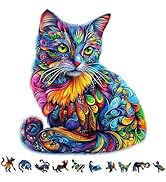 209pcs Wooden Jigsaw Puzzle for Adults – Colorful Cat Puzzle Gift for Cat Lovers, 12.2 x 13.9’’ U...