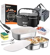 Annie &amp; Mia Design 50-Ounce Electric Lunch Box for Adults, Dual Container Portable Food WarmerHea...