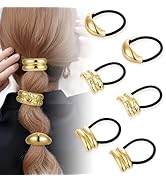 6PCS Gold Hair Cuffs For Women, Metal Hair Ties Gold Hair Ties Hair Jewelry For Women, Metal Hair...