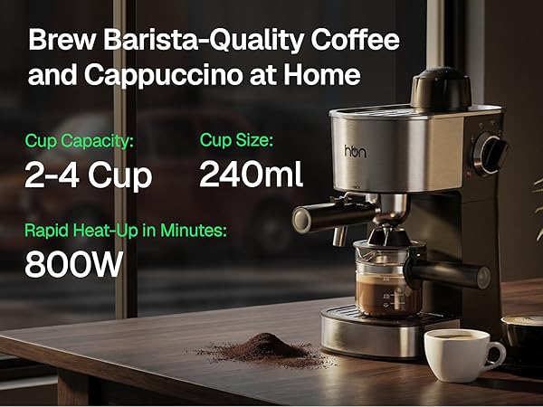 HBN Espresso Machine, 3.5Bar Espresso and Cappuccino Maker