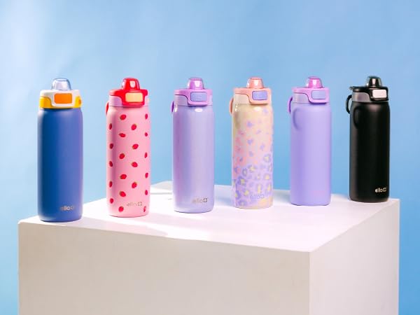 ello pop &amp;amp; fill kids water bottle 18oz stainless steel