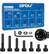 DFDU 680Pcs M4 Screw Hex Socket Head Cap Bolt Kit 6-30mm 12.9 Alloy Steel | Black Zinc-Plated Met...